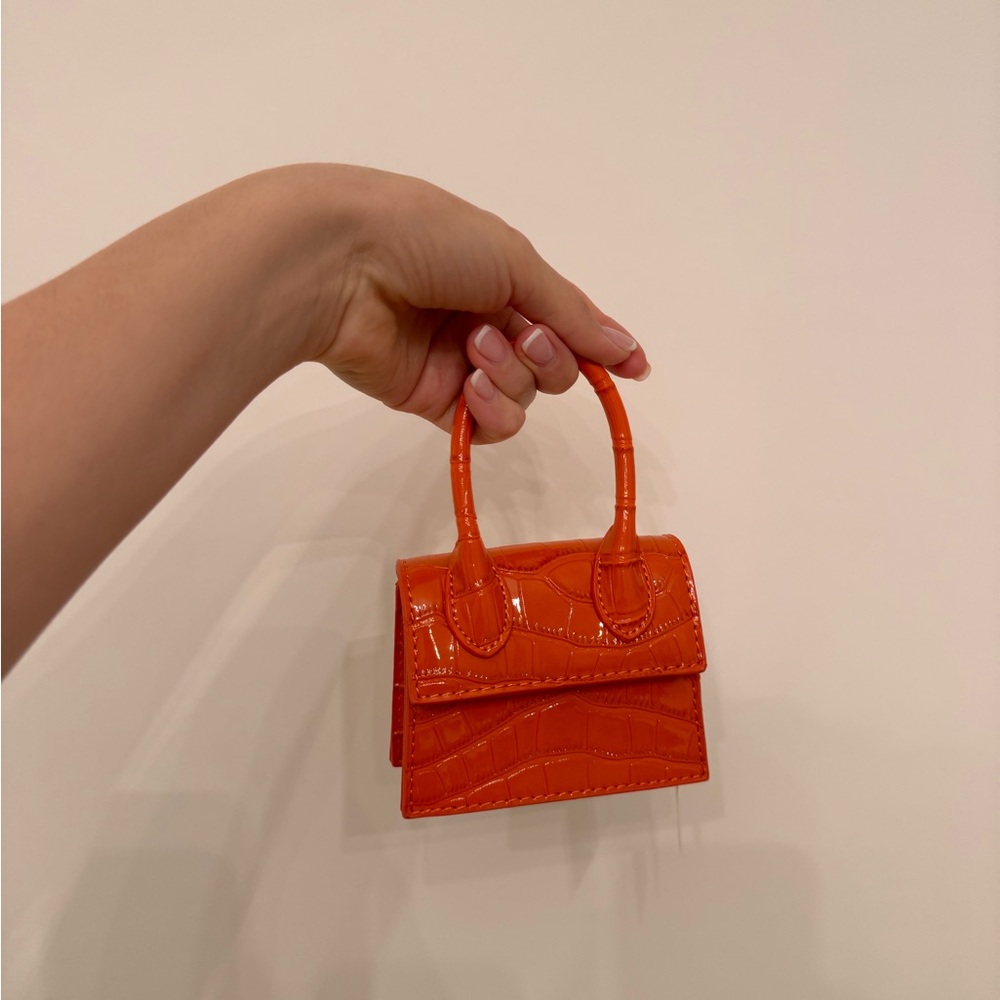 NWT Orange Croc-Embossed Mini Handbag